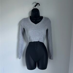 Brandy Melville Light Gray V Neck Sweater